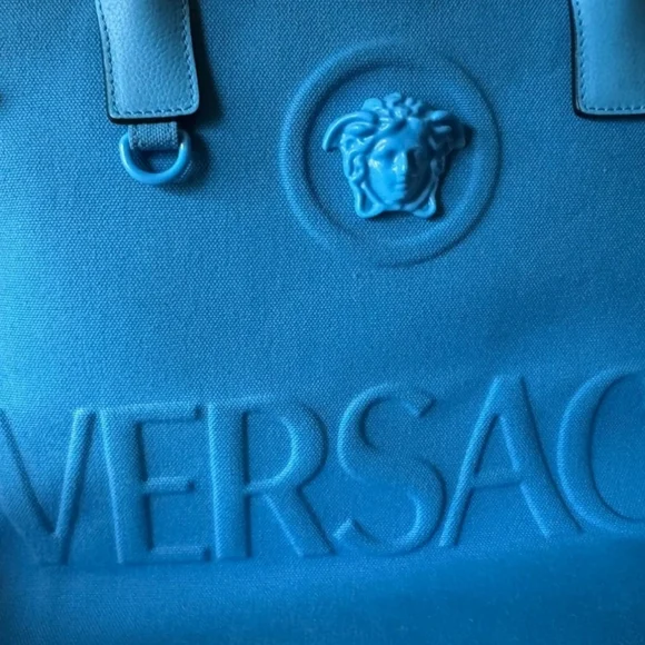 Versace La Medusa Blue Women's Canvas Logo Tote RETAIL $1922 (COA included) - Picture 11 of 13